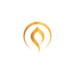 Gold leaf letter P logo