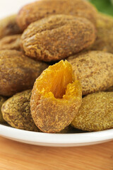 Dried Apricots in Bowl - Sweet Candied Fruit Snack Food Close-up