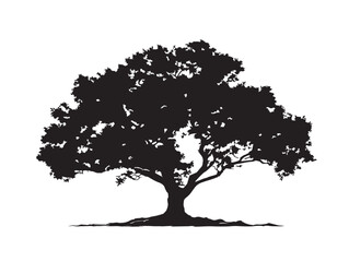 Twisted Split Tree Silhouette 2D Vector Line Artwork