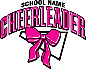 cheerleader team design with bow and megaphone for college, school or league sports