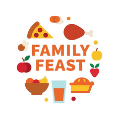 Happy family feast celebration with delicious foods and drinks diverse meal assortment festive gathering vector