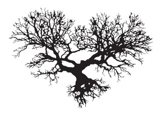Detailed Subterranean Heart Tree 2D Vector Line Art Design  