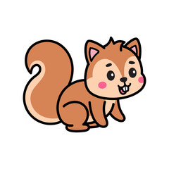 Cute Pixel Art Squirrel Illustration with Bushy Tail and Pink Cheeks on Transparent Background Ideal for Childrens Graphics