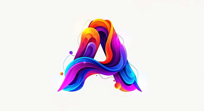 "Vibrant Abstract Letter A Design – Multicolor 3D Gradient Typography with Flowing Neon Streaks, Modern Artistic Alphabet Concept, Creative Logo Inspiration for Digital Designers"