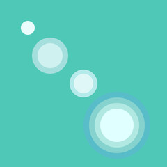 Minimalist graphic art with ascending light blue circles on a serene aqua backdrop.