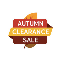 Autumn clearance sale sign special offer discount shopping season promotion advertising vector