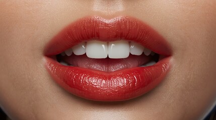 Obraz premium close-up of a human mouth open with expressive lips