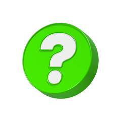 question mark 3d rendering illustration design in green serrated frame