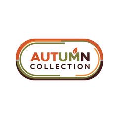 Modern autumn collection logo design graphic element with fall colors and leaf symbol vector
