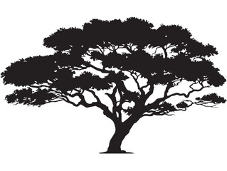 The Titan Tree Silhouette in Strong 2D Vector Line Art Illustration  
