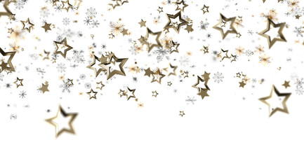 Elegant winter design with gold stars and snowflakes. Perfect for holidays, celebrations, and festive projects.