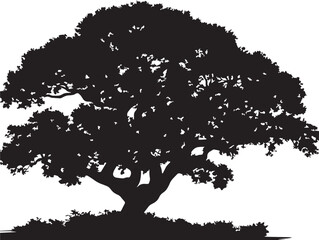 Magical Twilight Elder Tree Artwork in Elegant 2D Vector Line Art  