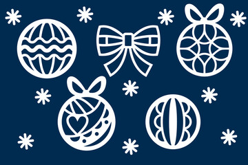 Festive Flat Design Christmas Ornaments for Vinyl Cutting