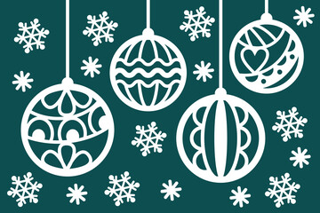Festive Flat Design Christmas Ornaments for Vinyl Cutting