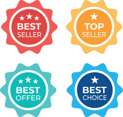 Best seller, choice, offer and top seller badge with ribbon vector illustration. Business icon.