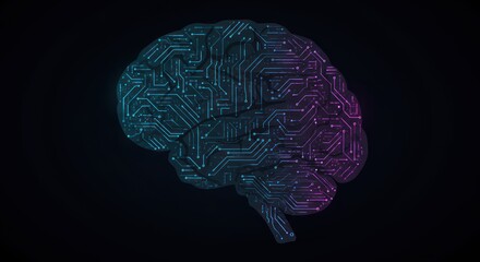 Artificial intelligence illustration with circuit board brain concept