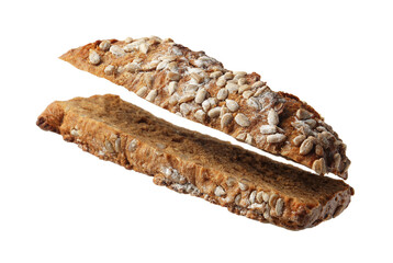 Cut tasty rye ciabatta isolated on white