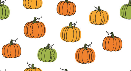 Vibrant autumn pumpkin pattern festive harvest seasonal decoration illustration vector