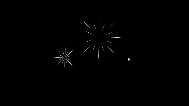 black screen ellipse blast animation, circle fireworks explosion, glowing line shape burst, cartoon firework motion graphics, striped pop-up effects, 4K twinkle glowing burst overlay.