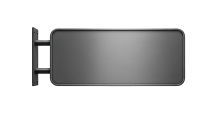 Blank black metal sign isolated on transparent background for advertising use