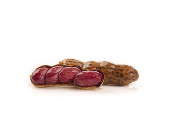 Marinated Red Peanuts Isolated on White Background - Healthy Snack Food Photography