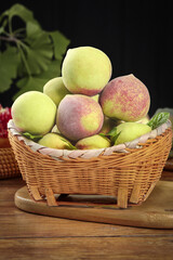 Fresh Sweet Peaches from Qingzhou Shandong China in Wicker Basket Winter Harvest Fruit