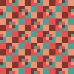 Pattern created from brown, orange, peach and green squares