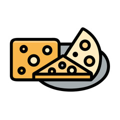 Cheese platter with different varieties of cheese on a plate - Concept of icon, vector, Wineries  