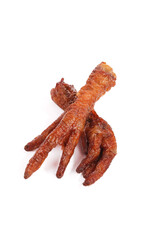 Marinated Chicken Feet Claws Asian Snack Food on White Background