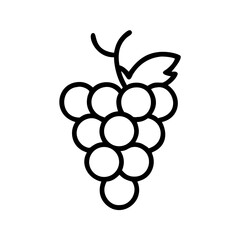 Outline of grape bunch illustration with leaf for wineries concept  
