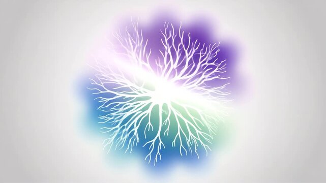 Abstract Radiance: An ethereal artistic illustration of an abstract, radiant tree with intertwining branches, radiating light and energy. It evokes feelings of growth, connectivity.