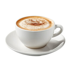 Obraz premium White Cup of Cappuccino Coffee isolated on a transparent background