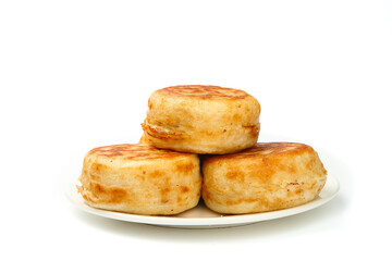 Fresh Baked Golden Buttermilk Biscuits on White Plate - Homemade Breakfast Pastry Food Photography