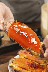 Shandong Sweet Honey Baked Potato Traditional Chinese Street Food Snack