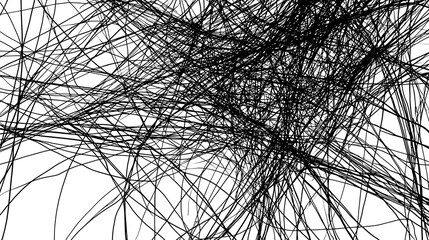 A black and white image of a tangled mess of lines and shapes