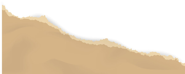 Torn paper of notebook sheet. Piece of page illustration. Cut out shape for scrapbooking and template design. Realistic grunge rough sticker