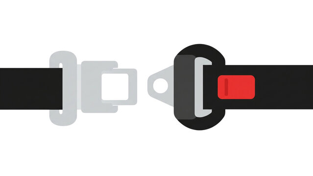 Unbuckled Safety Seat Belt Illustration with Open Clip and Latch Icon Isolated on a transparent Background