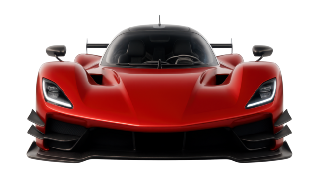 Racing car featuring front canards and a streamlined interior design.