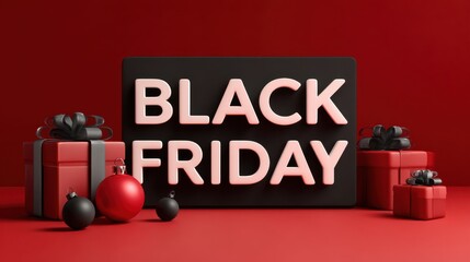 black friday sale with red gifts