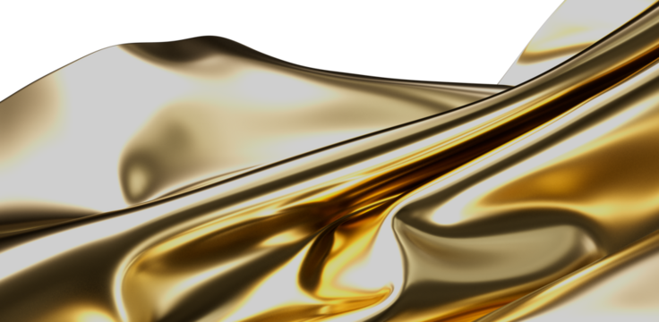 Elegant and luxurious gold fabric flowing in a wave-like pattern, perfect for backgrounds, textures, and design elements, evoking sophistication