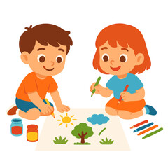 Children Drawing and Painting