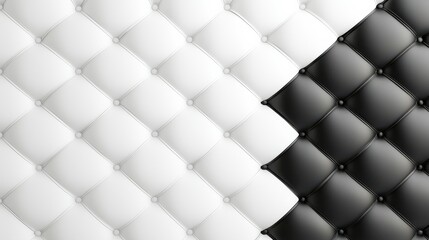 Obraz premium Elegant Black and White Quilted Leather Texture Background with Button Accents, Luxury Upholstery Pattern, Sophisticated Design Element