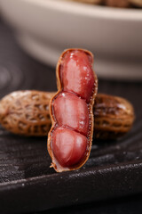 Fresh Peanuts in Shells on Rustic Wooden Board Kitchen Food Photography