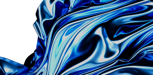 Captivating abstract image featuring swirling blue and silver fluid textures. Elegant, flowing design for backgrounds and artistic visuals.