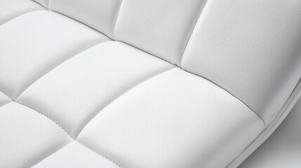 Naklejka premium Close-up of a Modern White Leather Chair with Quilted Pattern, Showing Texture and Design Details, Ideal for Furniture and Interior Design Concepts