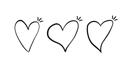 Simple icon Heart doodle, hand drawn love symbol collection. Vector