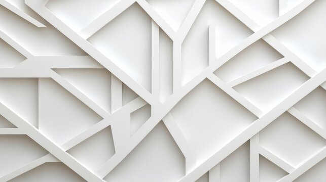 Abstract White Geometric Pattern Background, Modern Minimalist Design with Intersecting Lines and Shapes, Clean and Elegant Texture for Creative Projects
