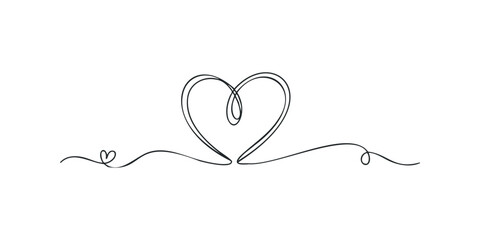 Continuous line drawing of a stylized heart symbol