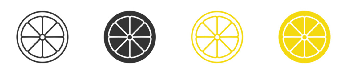 Fototapeta premium Citrus slices icon set. Citrus, lemon, lime, orange, tangerine slice icon. Lemon Slices Seamless , vector illustration .
