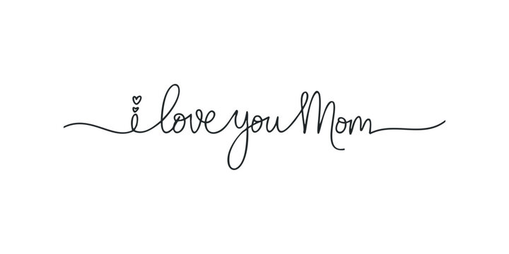Handwritten I Love You Mom Script with Hearts